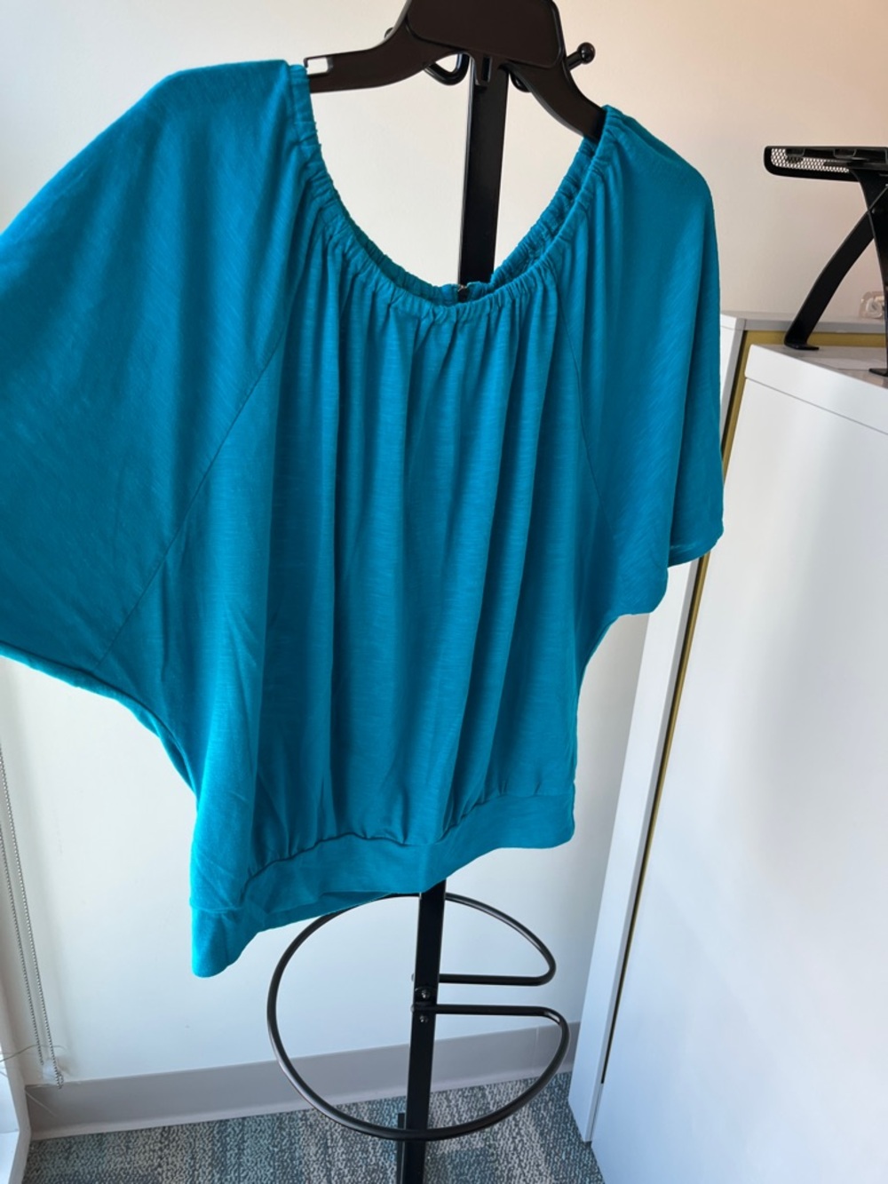 LOFT Teal Scoop-Neck Flutter Sleeve Top